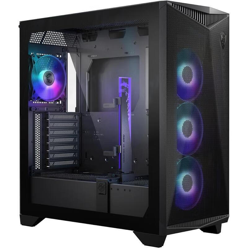 微星（MSI）【日本直邮 日本发货】电脑主机机箱 中塔式侧透机箱 MPG CUNGNIR 300R AIRFLOW黑