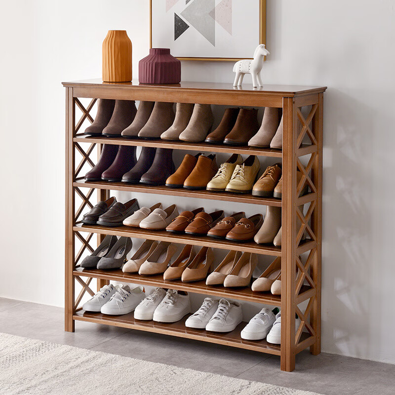 有棱有角 鞋架子 家用实木鞋架简易门口多层防尘竹子进门鞋架 dw-5024