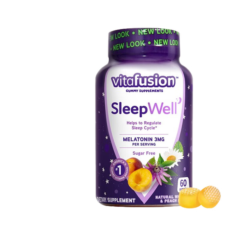 糖(vitafusion)10mg褪黑素睡眠软糖 sleepwell倒时差睡眠助眠美国进口