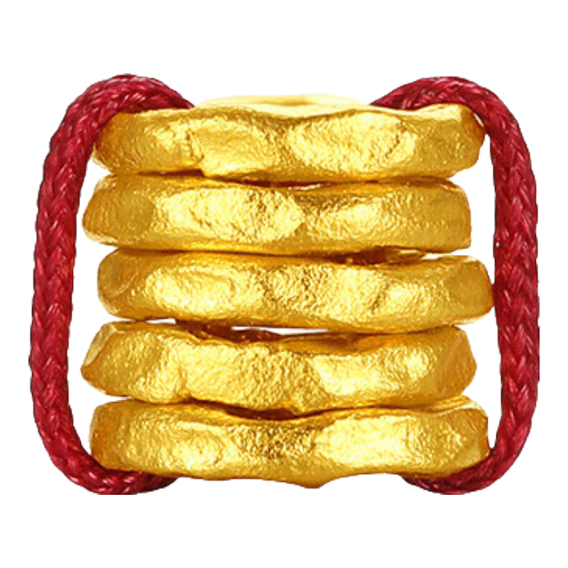 潮宏基 盤(pán)纏金黃金轉(zhuǎn)運(yùn)珠女錘紋金圈足金隔片配件可DIY手鏈?zhǔn)掷K配飾 U F 盤(pán)纏金 2件裝 共1.6克