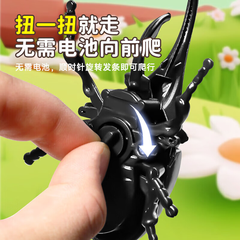 可爱家热销发条甲虫玩具昆虫甲壳虫仿真动物独角仙虫子机械模型男女儿童 黄+红+绿3只装
