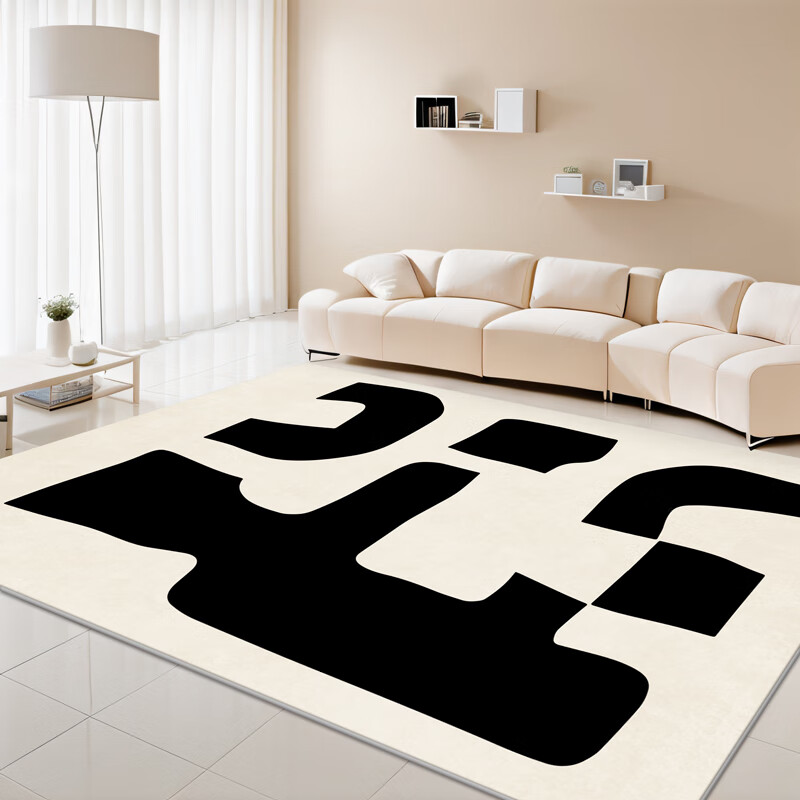 南极人简约现代地毯客厅轻奢高级可擦免洗沙发茶几毯家用免打理房间地垫 几何空间-01 80x120cm