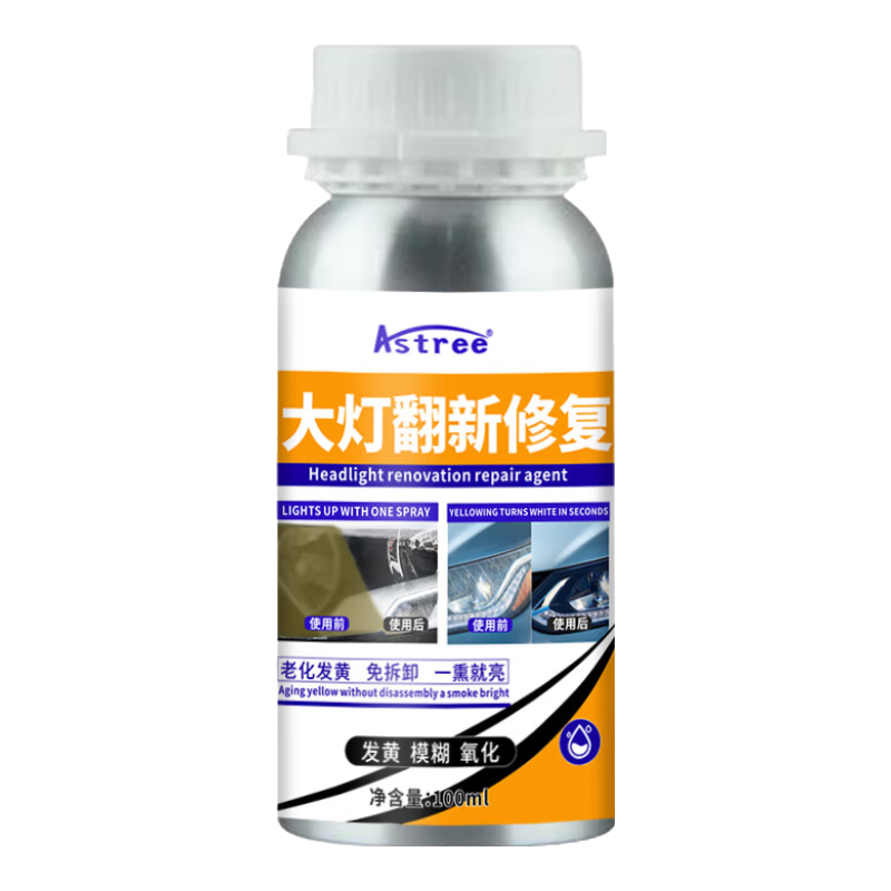 Astree大燈還原翻新修復(fù)液工具套裝拋光車燈劃痕發(fā)黃速亮燈罩清洗漆神器