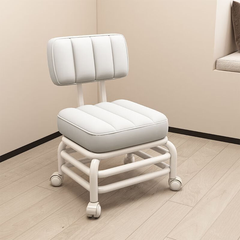 朵貌德国品质滑轮三层加固椅子矮凳万向轮小凳子带娃神器儿童靠背滑轮 三层加固更安全浅灰色(静音轮)