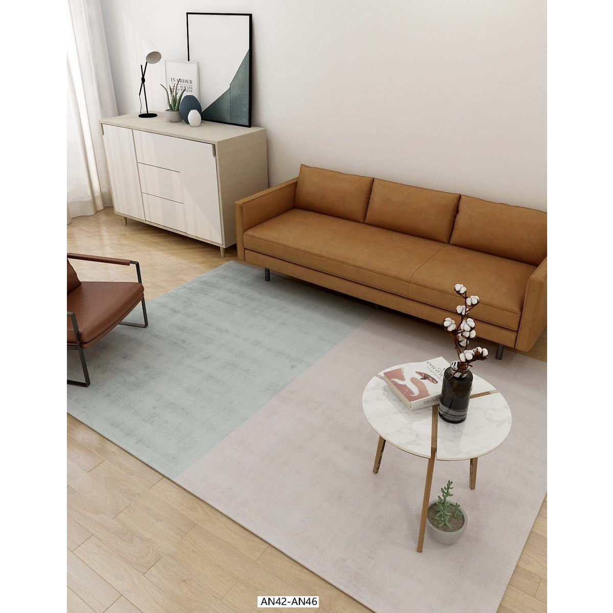 鸿佳.美学  HONG casa进口地毯客厅2024新款卧室现代轻奢渐变色手工编织黏胶丝纤维环保 彩虹AN42-AN46 0.05平方/定制（联系客服）