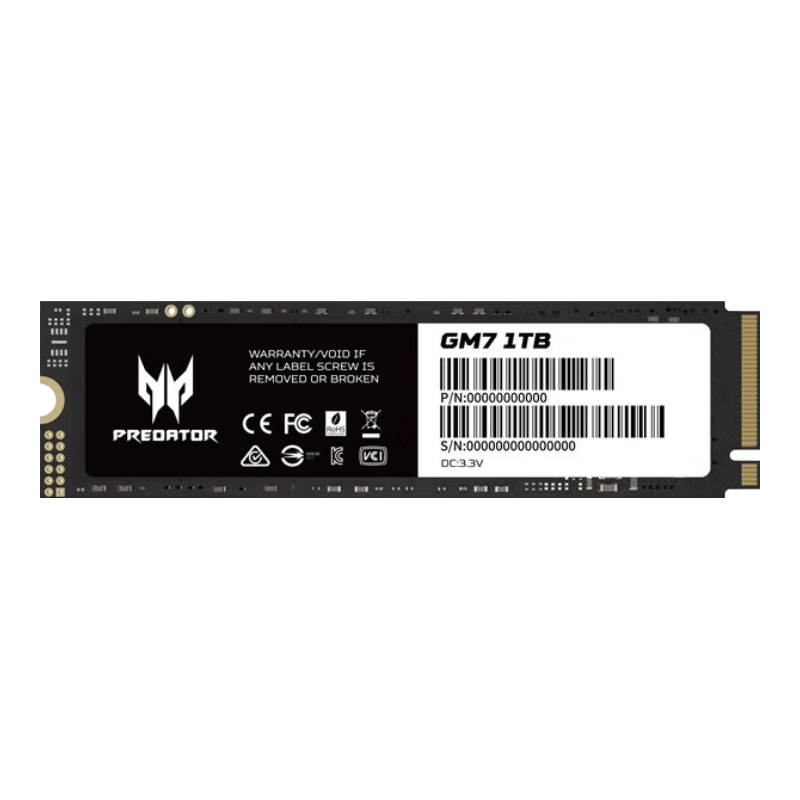 곞ӶߣPREDATORSSD̬Ӳ M.2ӿ  NVMe PCIe 4.0/5.0Э  ʼǱӲGM7/GM9 GM7羺PCle4.0 7200MB/S 1TB