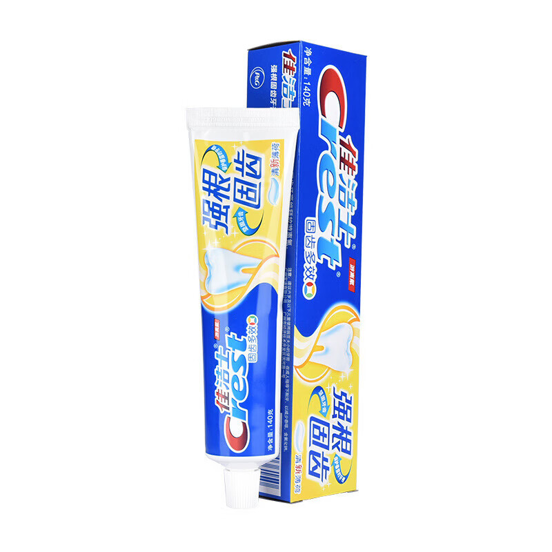 佳洁士（CREST）强根固齿牙膏清新口气含氟牙膏140g清爽薄荷茶洁防蛀天然盐白 强根固齿140g