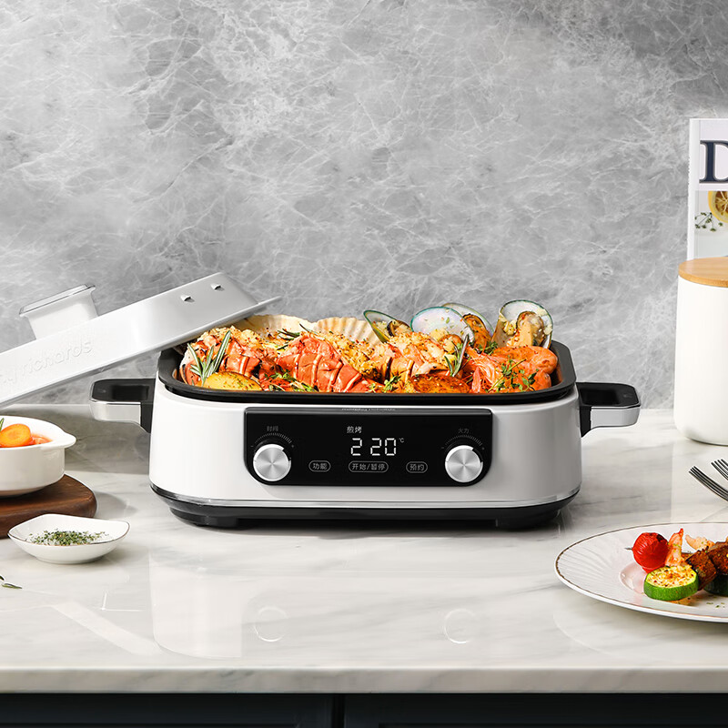 摩飞电器升级二代多功能锅料理锅 多用途锅分体式电炒锅定时预约触屏电火锅MR9099白色 1号会员店