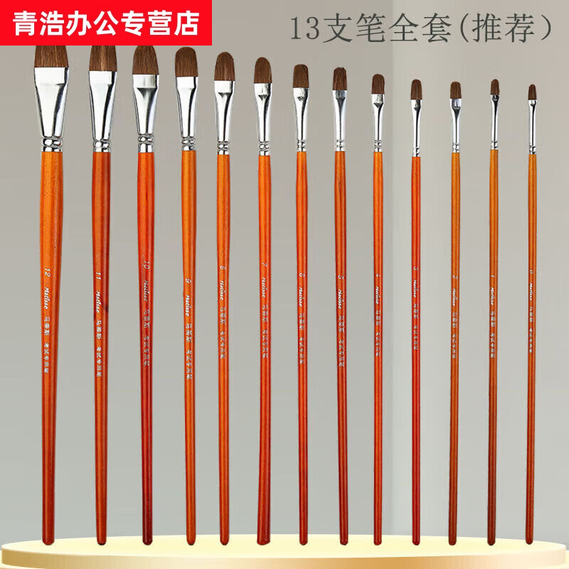 画笔莫帕斯h988狼毫水粉笔一套圆头水彩笔油画笔丙烯颜料套装扇形排笔