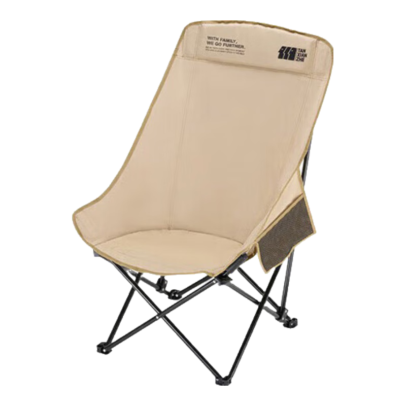 探險(xiǎn)者(TAN XIAN ZHE)戶外折疊椅露營(yíng)椅子月亮椅便攜折疊桌椅高靠背躺椅小凳子釣魚椅 升級(jí)軟包款卡其【六層夾棉】