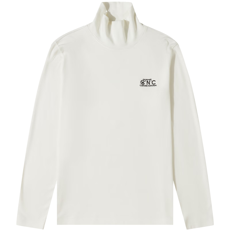 C’N’C【奢侈品衣服】cnc男裝秋冬新款半高領(lǐng)品牌小標(biāo)長(zhǎng)袖T恤基礎(chǔ)款內(nèi)搭 白色 52 /L/(180/96A)