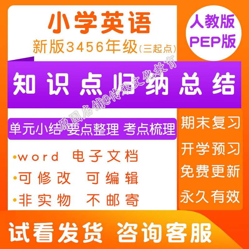 pep版人教小学英语知识点归纳总结三起点四五六年级电子汇总大全 3