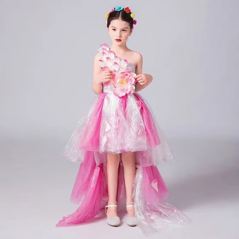 杉贝环保服装儿童时装秀自制创意材料塑料袋幼儿园子走秀手工裙女孩