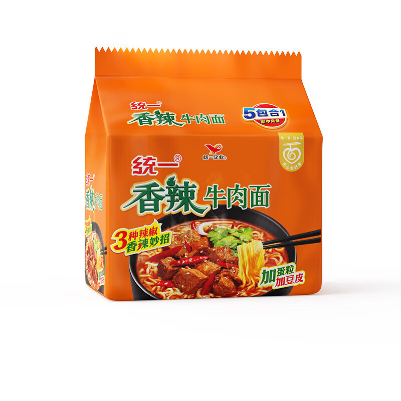 统一方便面香辣爆椒牛肉面泡面方便速食 【10小包】香辣牛肉面*2袋