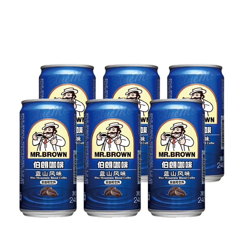伯朗（MR.BROWN）浓咖啡饮料咖啡蓝山卡布奇诺原味 240ml*6罐 咖啡即饮品 蓝山咖啡味 6罐