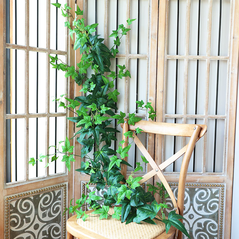 仿真树叶藤条绿植空调管装饰遮挡假花藤吊顶塑料植物绿叶藤蔓 绿色
