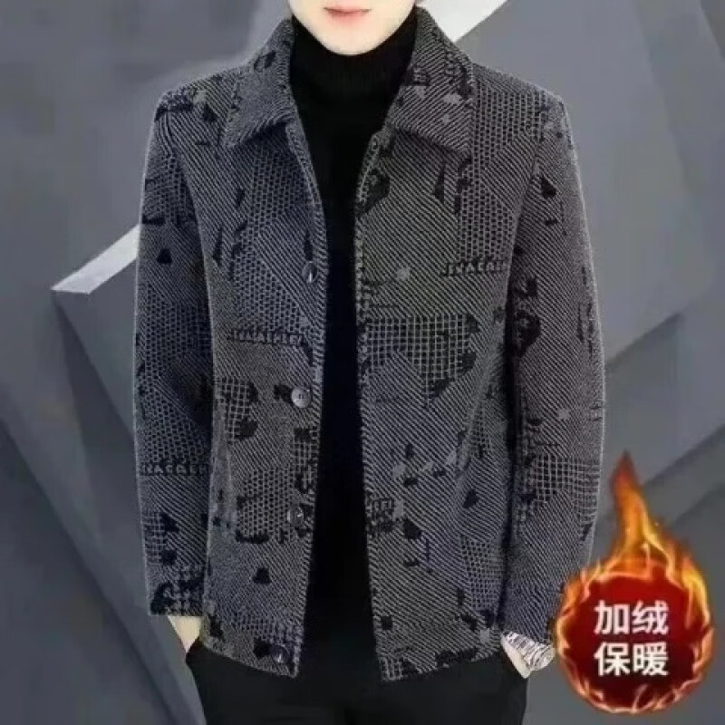 细熙嘉兴濮院大衣男士冬季外套加绒加厚呢子夹克秋冬新款保暖衣服装短