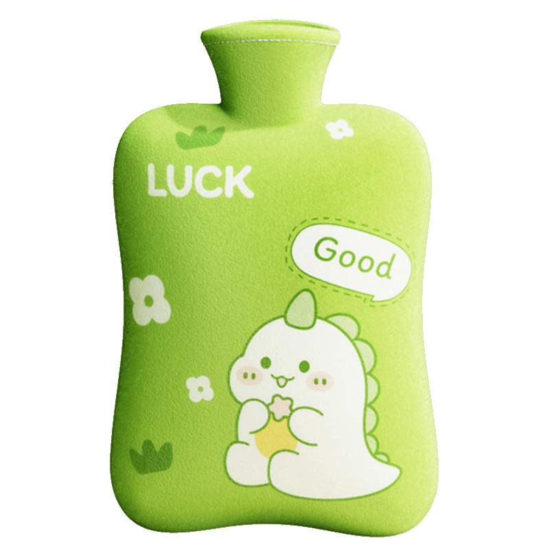 为伴注水热水袋暖水袋热敷暖肚子暖手宝宝防爆姨妈神器绿色恐龙1000ml