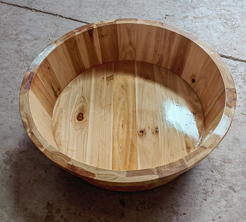 顾致老人洗澡盆大人家用圆形实木沐浴盆农村老式脚盆坐浴泡澡超大木盆