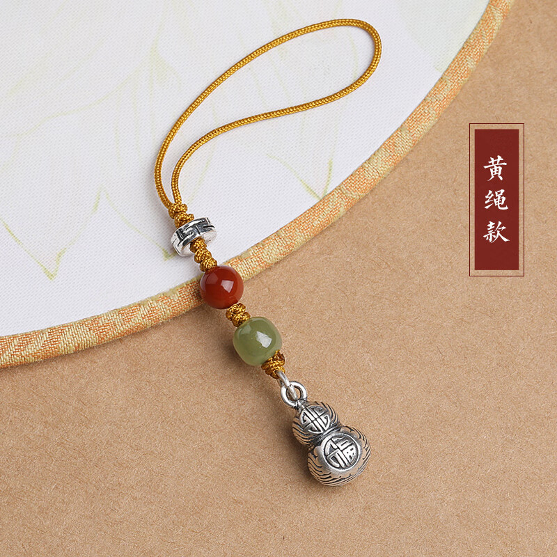 琅麦999足银小葫芦手机链挂件挂饰男女转运精致可爱手机壳u盘挂绳吊坠