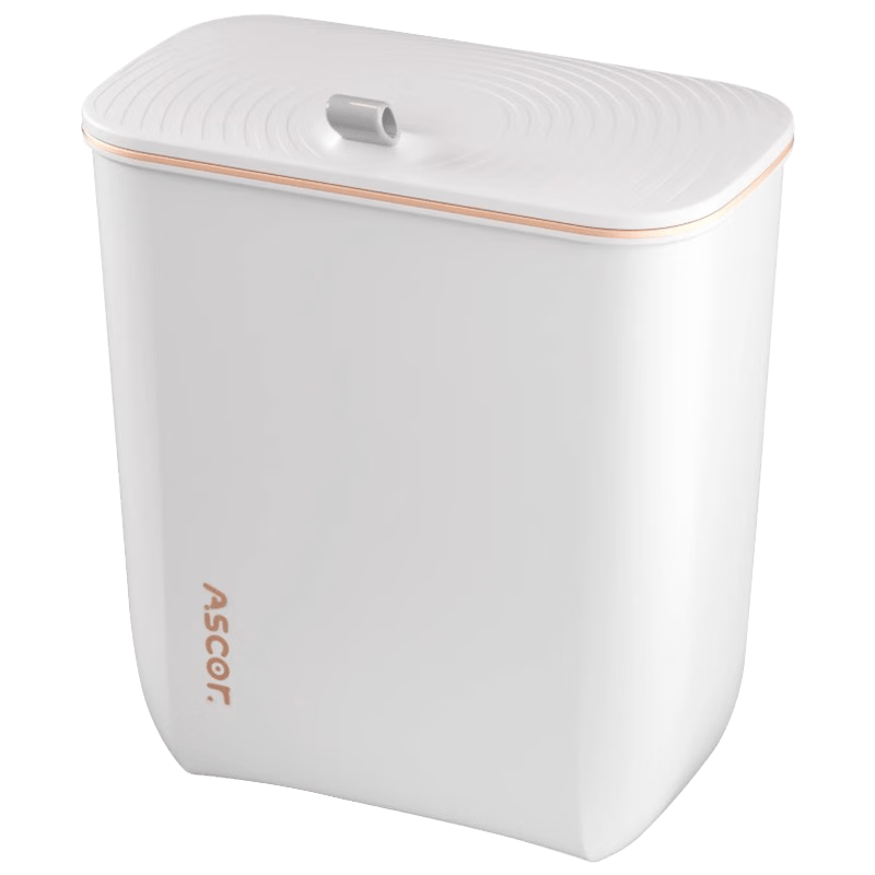 艾仕可（ASCOR）厨房垃圾桶带盖壁挂卫生间纸篓家用厨房专用客厅纸篓带盖收纳盒 轻奢白【壁挂/滑盖防水异味】 7L