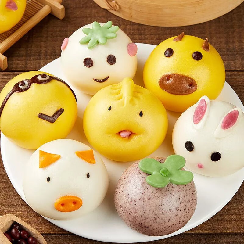 食儿童早餐】面食卡通馒头包子小猪豆沙包馒头奶黄包半成品速冻包子