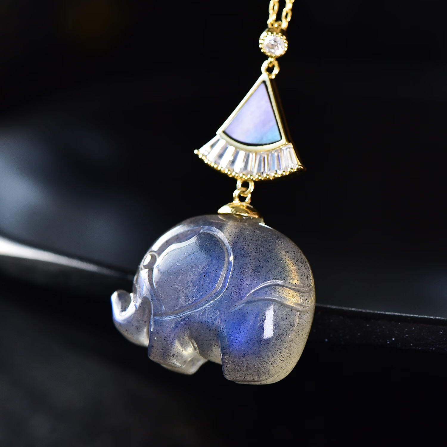 旭元天然水晶天然月光石吊坠 灰月光蓝光彩光 925镶嵌 灰月光 吊坠19.