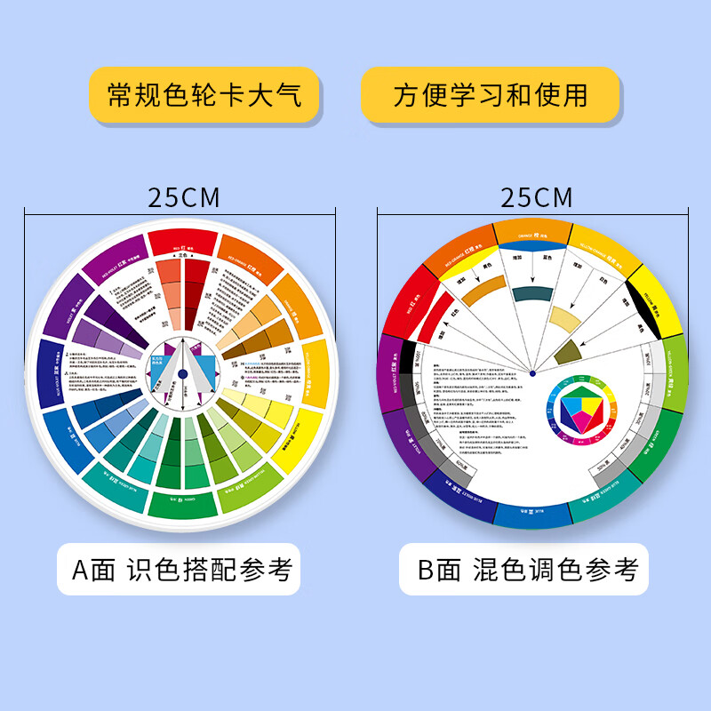 色轮卡12色相环调色配色卡色轮表颜色彩搭配比例色盘卡设计师油漆师