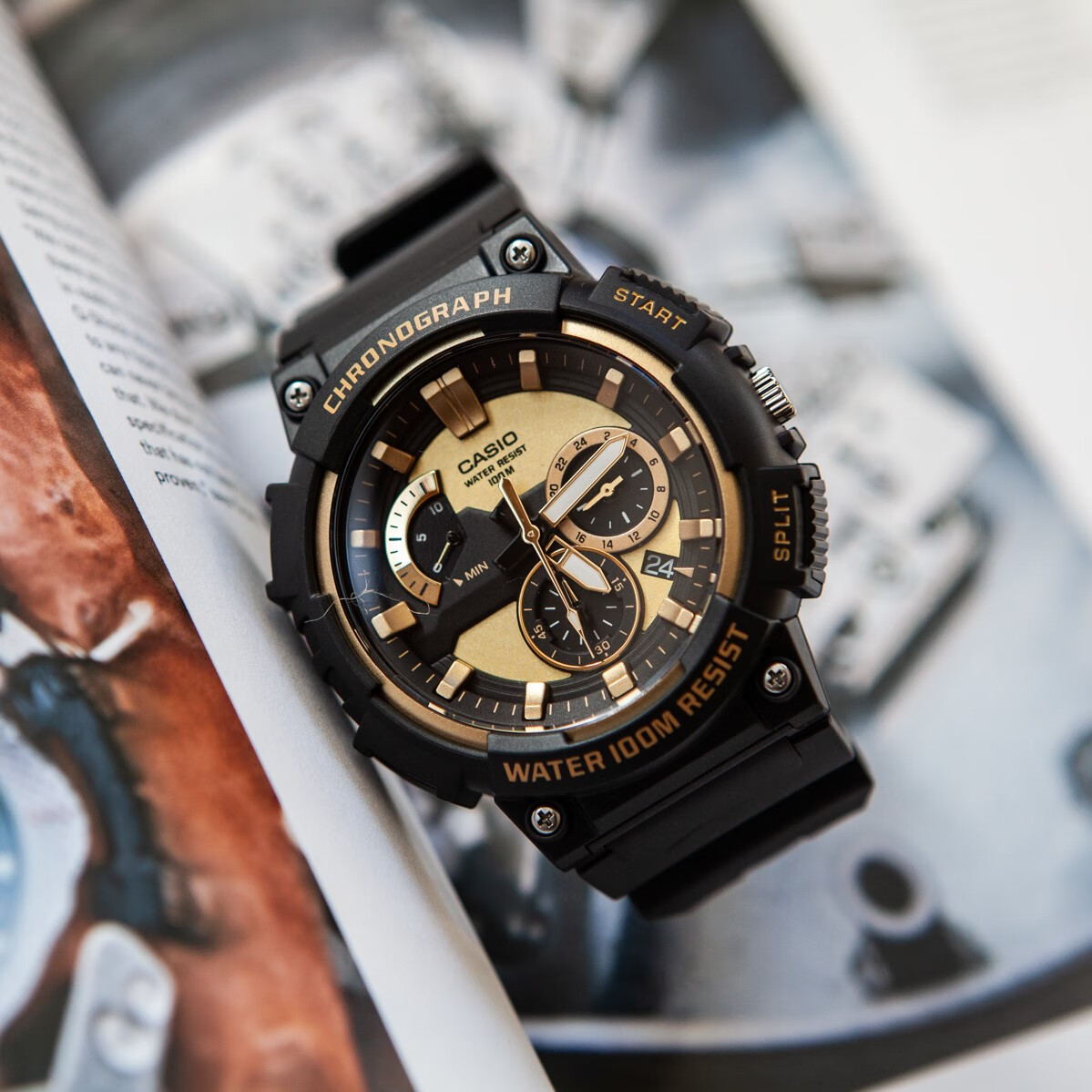 卡西欧(casio)casio黑金三眼多功能防水运动日历男表mcw-200h-9a/1a