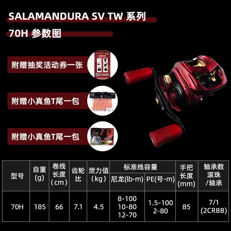 daiwa火蜥蜴达瓦黑蜘蛛水滴轮sv防炸线路亚远投泛用鱼轮 火蜥蜴70sv7