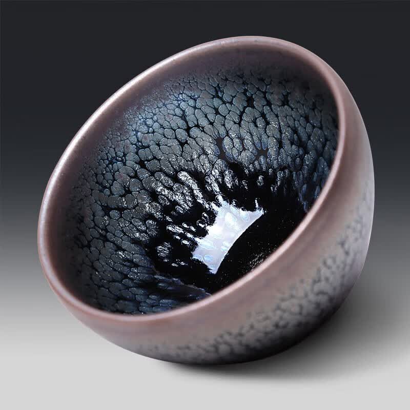 道诣堂钟霞纯手工天目油滴盏对杯建阳建盏茶杯茶碗铁胎茶盏主人杯茶杯