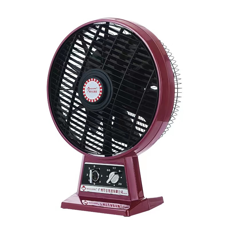 万宝电风扇10寸旧款大风力鸿运扇老式座钟转页扇台扇机械式 三档 不带
