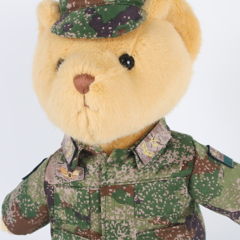 奥莱步（AOLAIBU）军人小熊 大号公仔小熊毛绒玩具兵哥哥玩偶布娃娃军人熊结婚礼物 定制胸牌名牌 30㎝