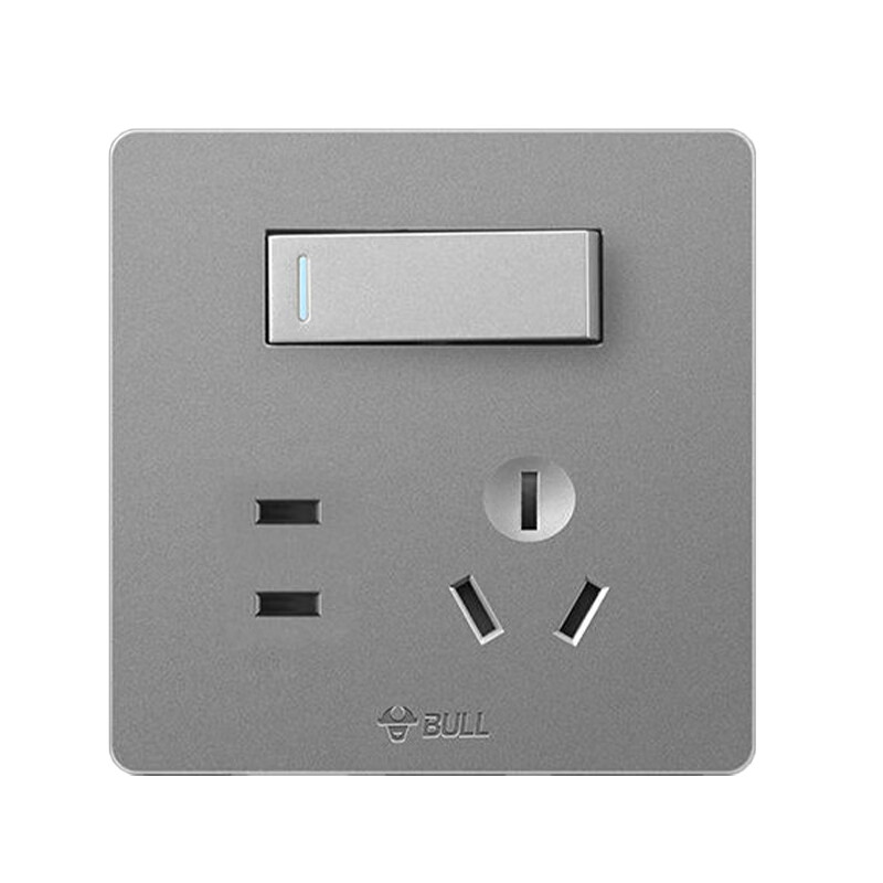 公牛 装饰开关面板86型暗装墙壁开关一开五孔g25e336灰