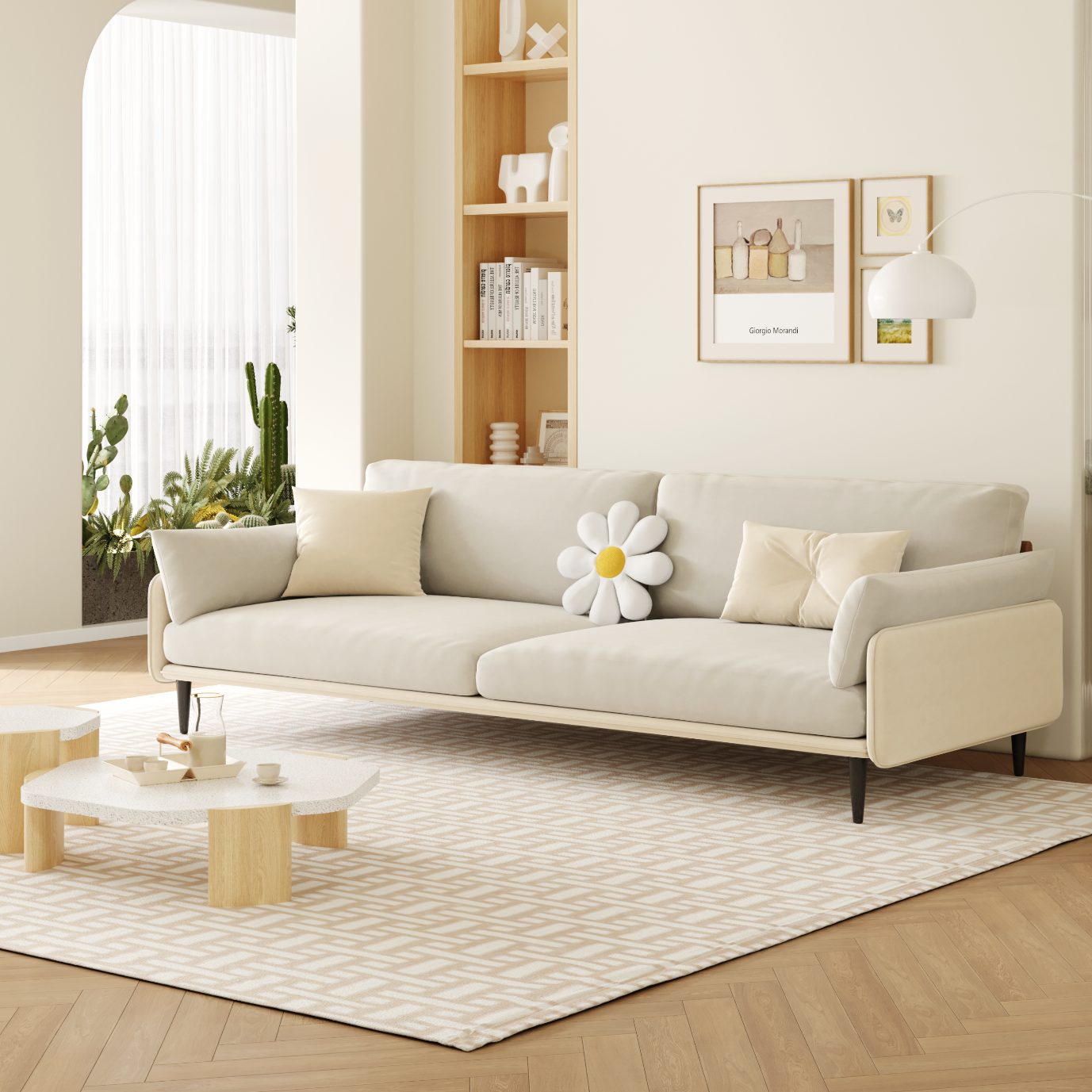 语织相伴【语织相伴】轻奢高级感波塞绒弹力组合通用型异形弧形沙发