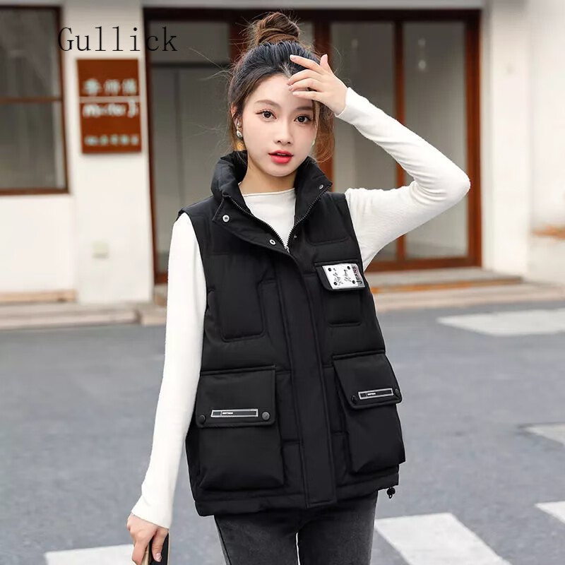 gullick2023女士马甲外穿秋冬马甲女韩版短款立领宽松通勤无袖坎肩