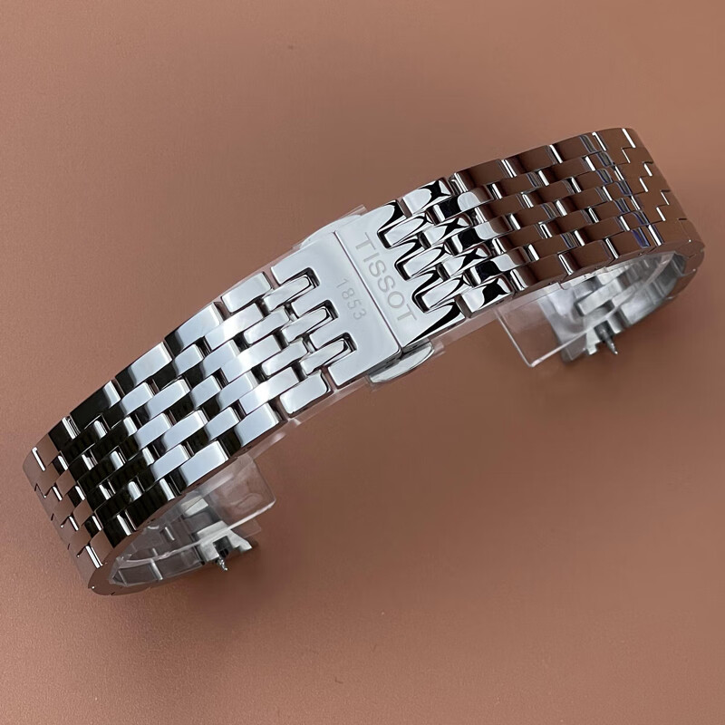 适配天梭表带1853力洛克t41原装款实心精钢钢带t006407a t006408 银色