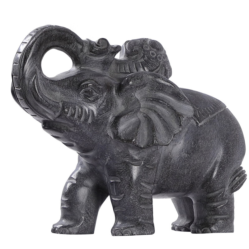 万棠石雕石头青石大象摆件一对家用门口门前看门石材雕塑吸水小象石象