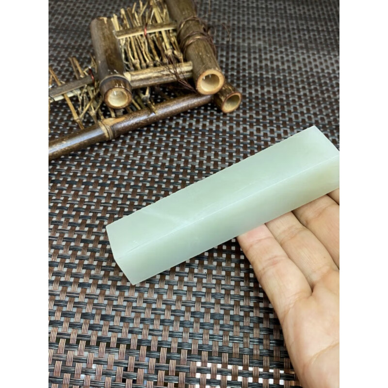 展缘和田玉山料原石粉青玉挂件牌子吊坠玉石印章原料c70