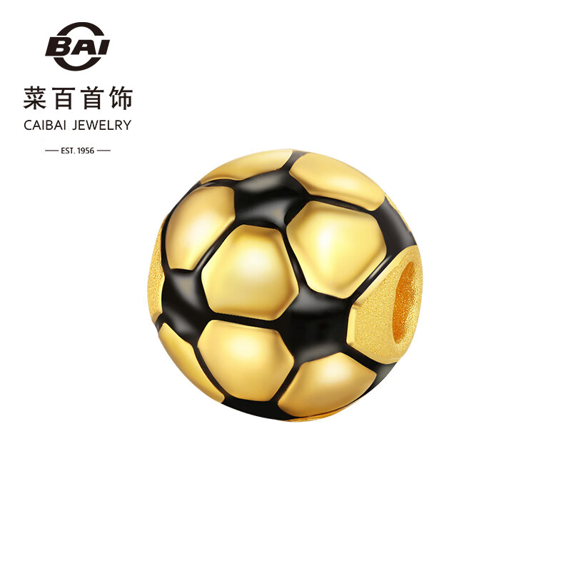 菜百首饰 黄金转运珠 福小宝3D熊猫球星转运珠含绳 计价 约1.20克