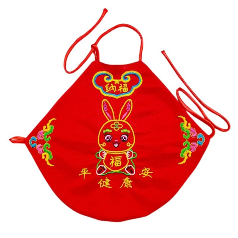 端午节宝宝刺绣连体内里兔夏季衣服婴儿四季老虎肚围 健康福兔(挂件)