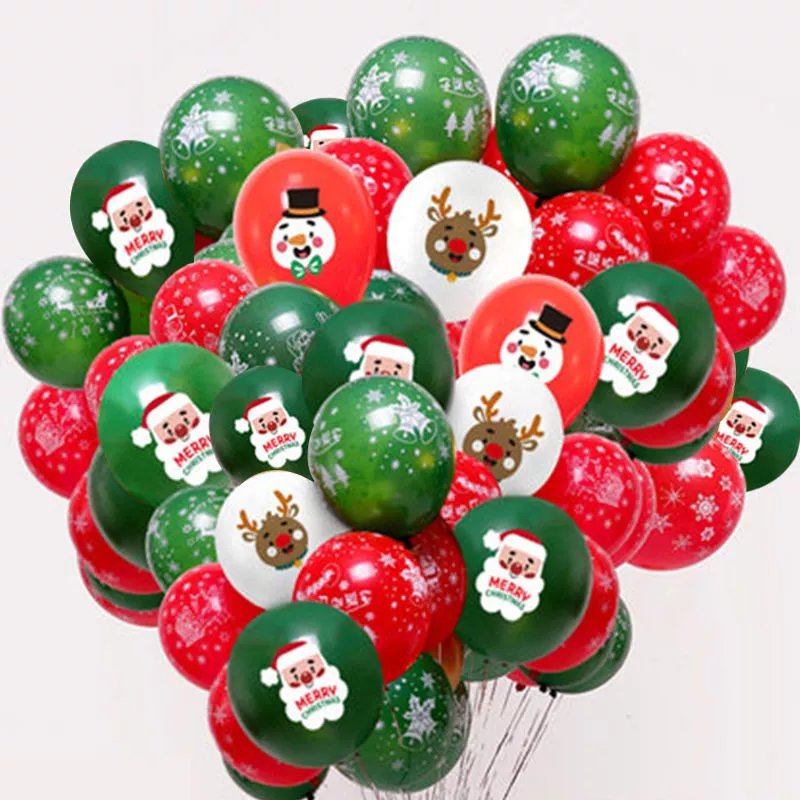 【现发】圣诞节气球装饰幼儿园教室学校圣诞树活动氛围店铺场景布 20个【卡通+红绿】圣诞气球 只有气球【无其他配件】