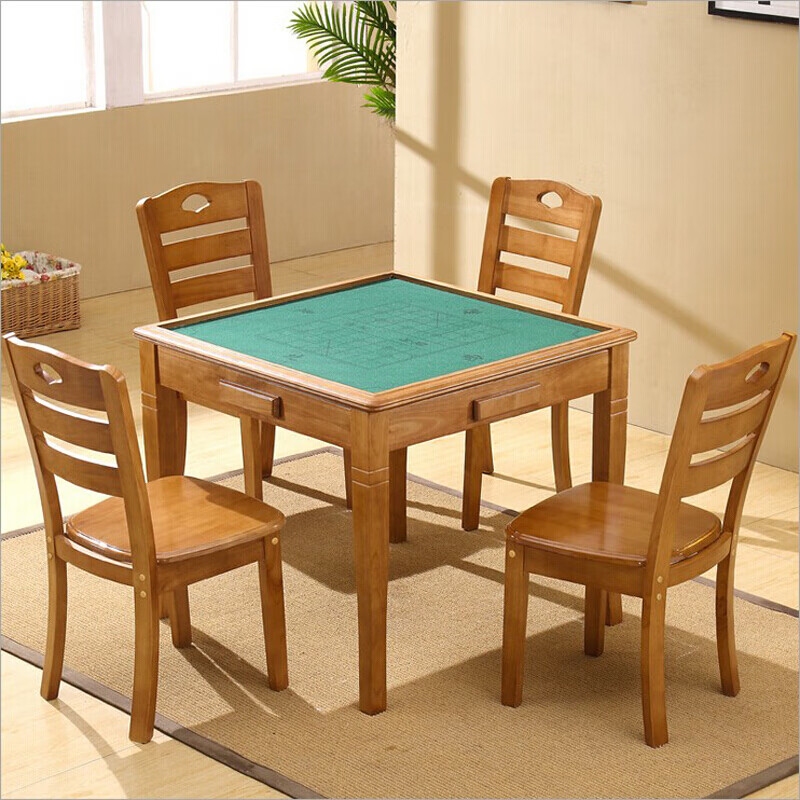 江西南康家具实木实木麻将桌餐桌简易中式棋牌桌两用活动室象棋桌椅