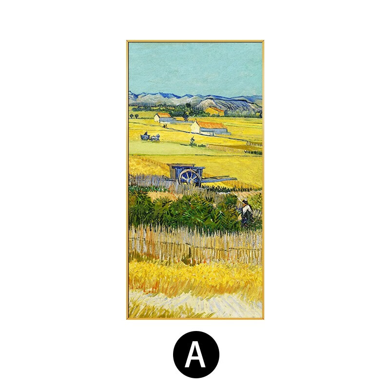 艺幻手绘油画客厅走廊麦田丰收风景梵高名画玄关装饰画背景墙田园挂画
