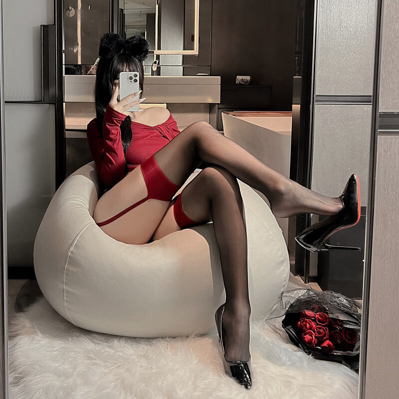 GEEZORO白色吊带丝袜女夏秋季防勾丝连裤袜性感纯欲风打底见男友可撕开档 黑色 1双 均码