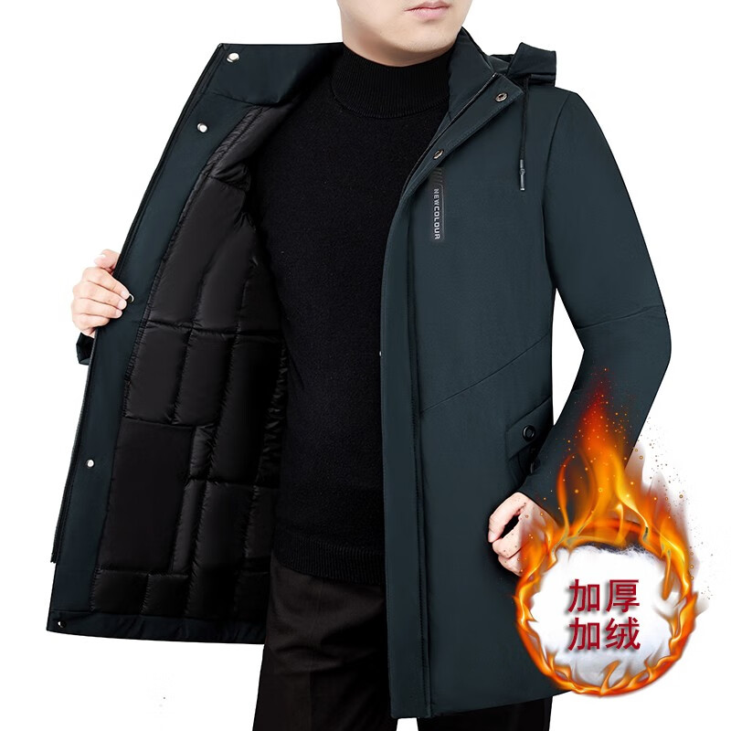 虎迹羽绒棉2025冬季保暖外套 《杭州直播款》活动款脱卸帽子加绒加厚 虾青色（中长防水款） 3XL