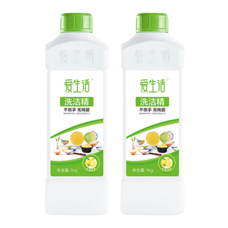 爱生活爱生活洗洁精家用浓缩不伤手柠檬去油洗涤剂洗碗液旗舰店正品绿叶 2瓶装