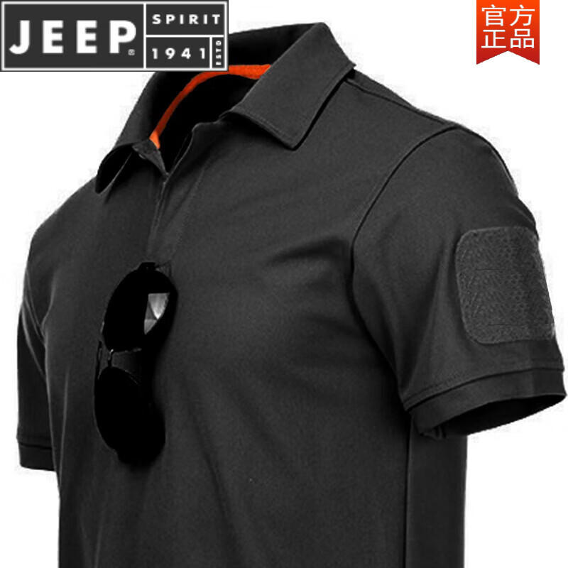 JEEP SPIRIT夏季執(zhí)行官運動戰(zhàn)術(shù)t恤速干翻領(lǐng)純棉短袖男T恤軍事風(fēng)教官Polo領(lǐng) 翻領(lǐng)短袖 黑色【無標】 S(100-120斤)