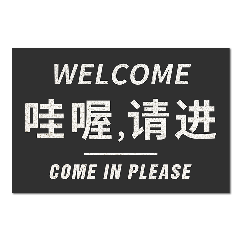 欢迎光临地垫入户门玄关可裁剪丝圈商用pvc地垫服装店迎宾垫 哇喔请进