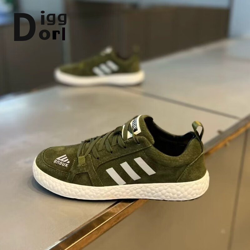 diggorl男鞋春季新软底轻便三道杠板鞋时尚百搭系带运动休闲潮鞋子男